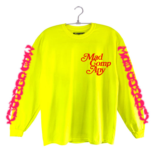 滑走髑髏丸ロンTEE【蛍光イエロー】