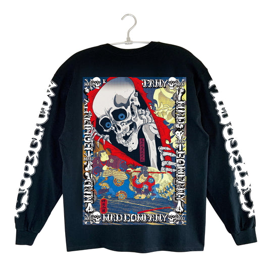 滑走髑髏丸ロンTEE【ブラック】