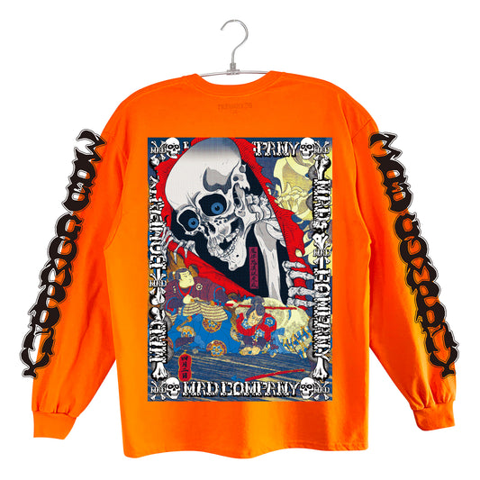滑走髑髏丸ロンTEE【オレンジ】