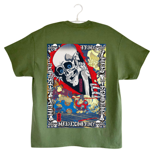 滑走髑髏丸TEE【オリーブ】